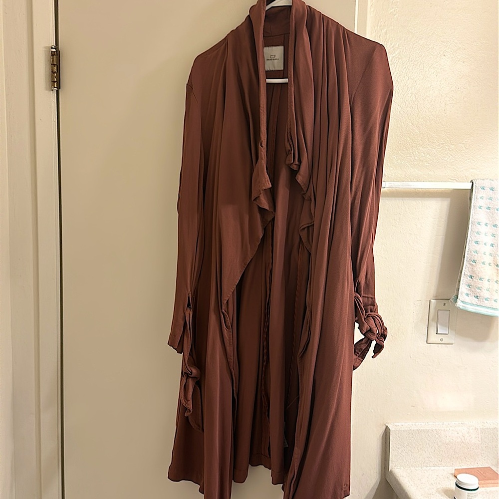 Thread and Supply rust color long wrap coat